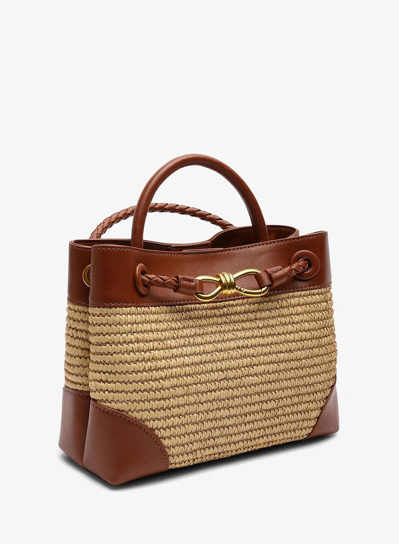ويرز ذات فروم Luna Woven Leather Tote Bag With Gold Detail