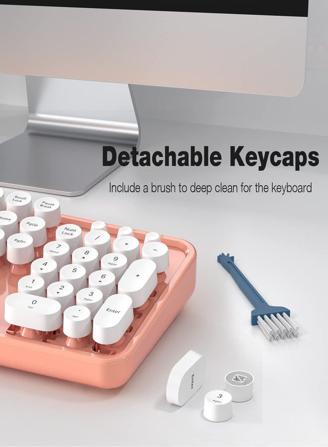 MOFII Wireless Keyboard and Mouse Combination, 2.4G Full Size Computer Plug and Play Retro Wireless Typewriter Round Keyboard and Mouse Set for Windows, Computer, PC, Laptop, (Light Orange) - Image 5