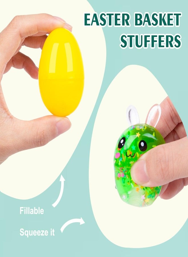 Howzcci 12 Pack Easter Bunny Stress Balls Toys Squishy Squeeze Toys Easter Basket Stuffers with 12 PCS Plastic Easter Eggs for Kids Girls Boys Party Favors Gifts - Image 2
