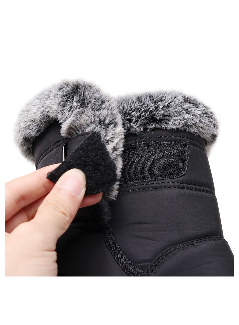 Loquat Women's Medium High Top Anti Slip Cotton Shoes Black - Image 4