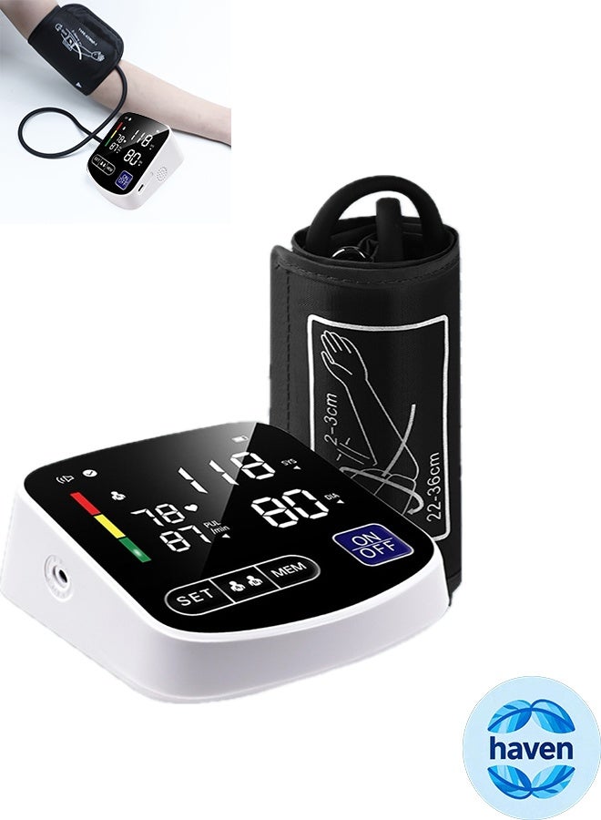 HAVEN Electronic Blood Pressure Monitor，Upper Arm Style Blood Pressure  Monitor，Blood Pressure Machine for Home Use with Voice and LCD Digital Display - Image 1