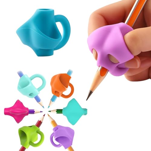 Aeenioy 8 Pcs Pencil Gripper for Kids, Multicolor Ergonomic Pencil Holder for Writing, Correction Tool for Handwriting Posture, Soft Silicone Grip for Toddlers, Preschoolers, Special Needs Children - Image 1