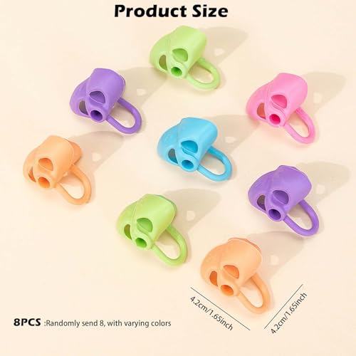 Aeenioy 8 Pcs Pencil Gripper for Kids, Multicolor Ergonomic Pencil Holder for Writing, Correction Tool for Handwriting Posture, Soft Silicone Grip for Toddlers, Preschoolers, Special Needs Children - Image 2