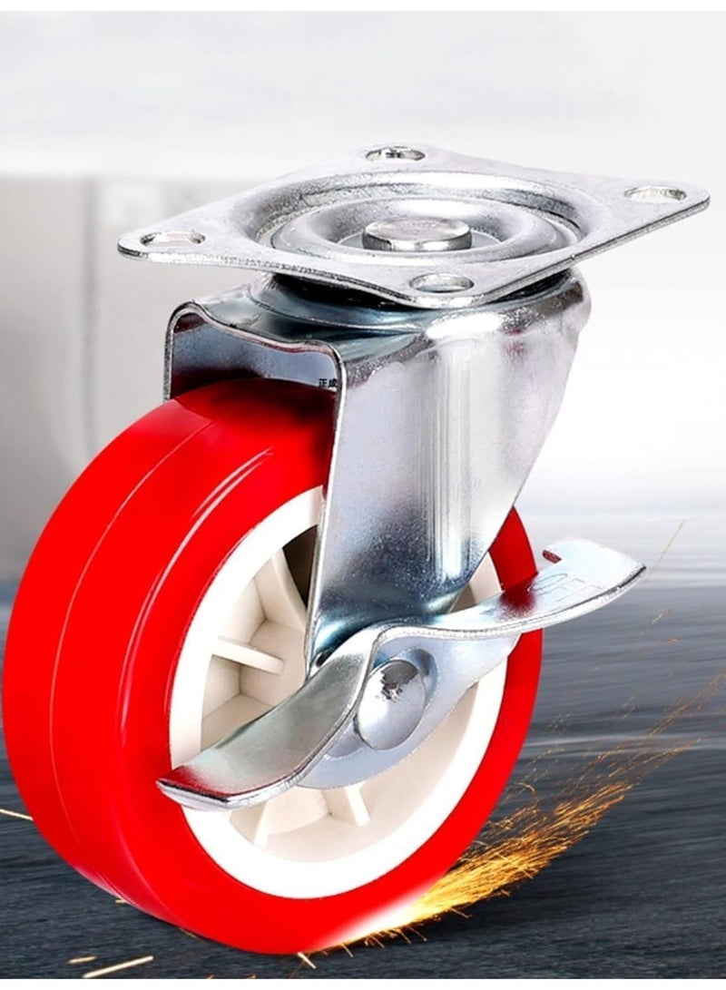 1.5 Inch Swivel Caster Wheel with Brake – Heavy Duty Furniture Caster Wheel Silent Red Replacement Wheel for Chairs, Carts, Suitcase and Workbench - Image 3