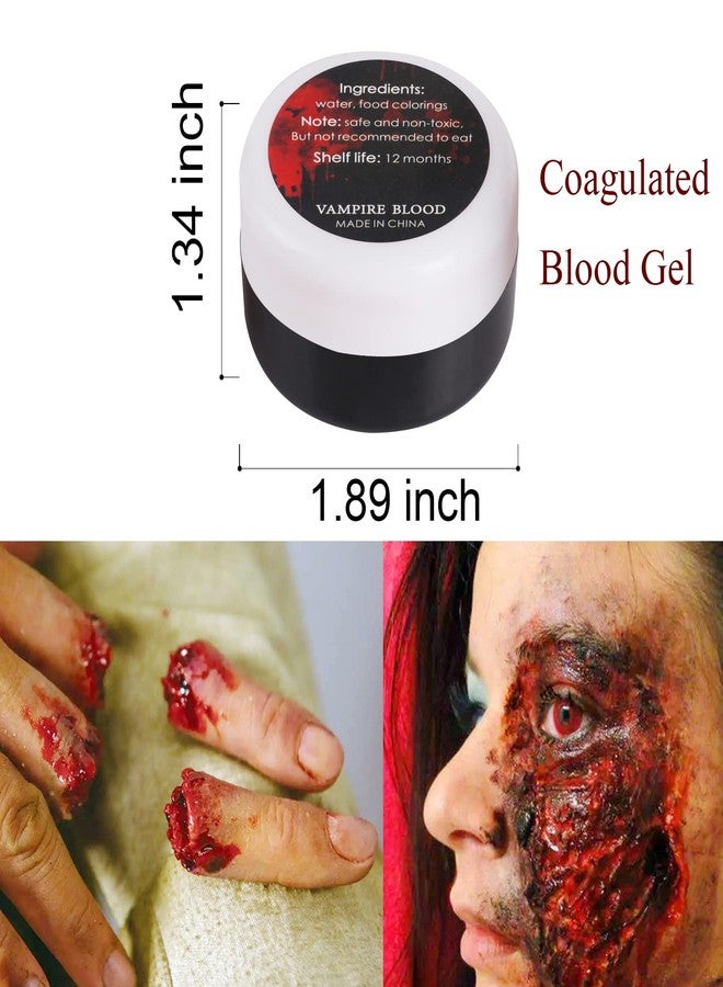 Yeweian Fake Blood Scar Wax(1.76Oz)SFX Makeup Kit, Fake Wound Modeling Scar Wax for Halloween Stage Monster Zombie Vampire Special Effects Makeup with Coagulated Blood Gel,Spatula,Stipple Sponge - Image 4