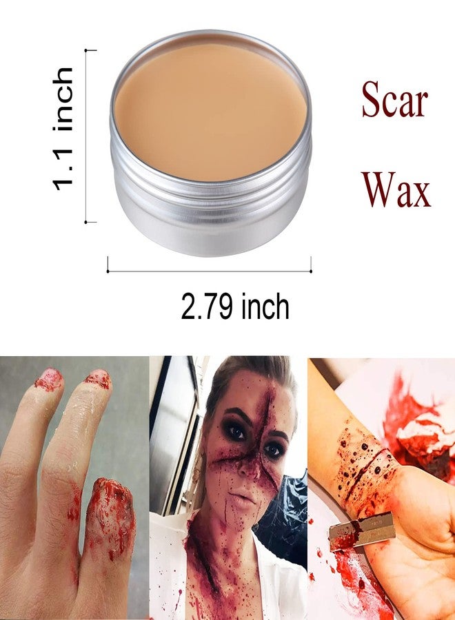 Yeweian Fake Blood Scar Wax(1.76Oz)SFX Makeup Kit, Fake Wound Modeling Scar Wax for Halloween Stage Monster Zombie Vampire Special Effects Makeup with Coagulated Blood Gel,Spatula,Stipple Sponge - Image 3