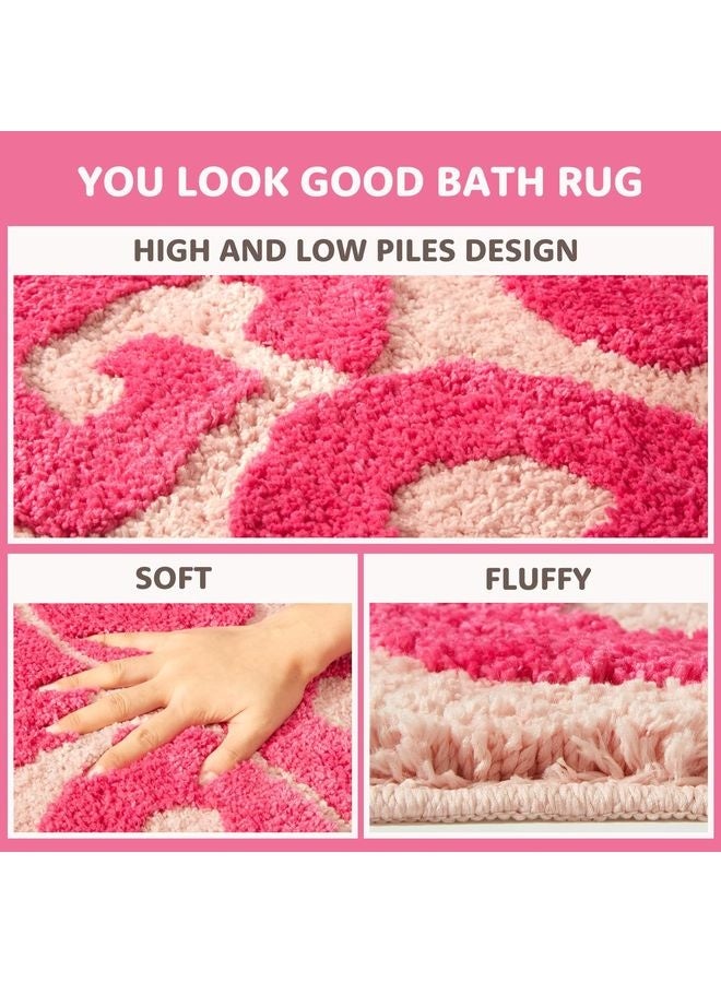 HOMESTAR You Look Good Bath Mat Pink, Cute Bathroom Rugs for Girls Fun Funny Funky Rug Bedroom Pink Preppy Bathroom Decor Hello Beautiful Gorgeous Bath Rugs for Kids Women Non-Slip, 25" x 21" - Image 5
