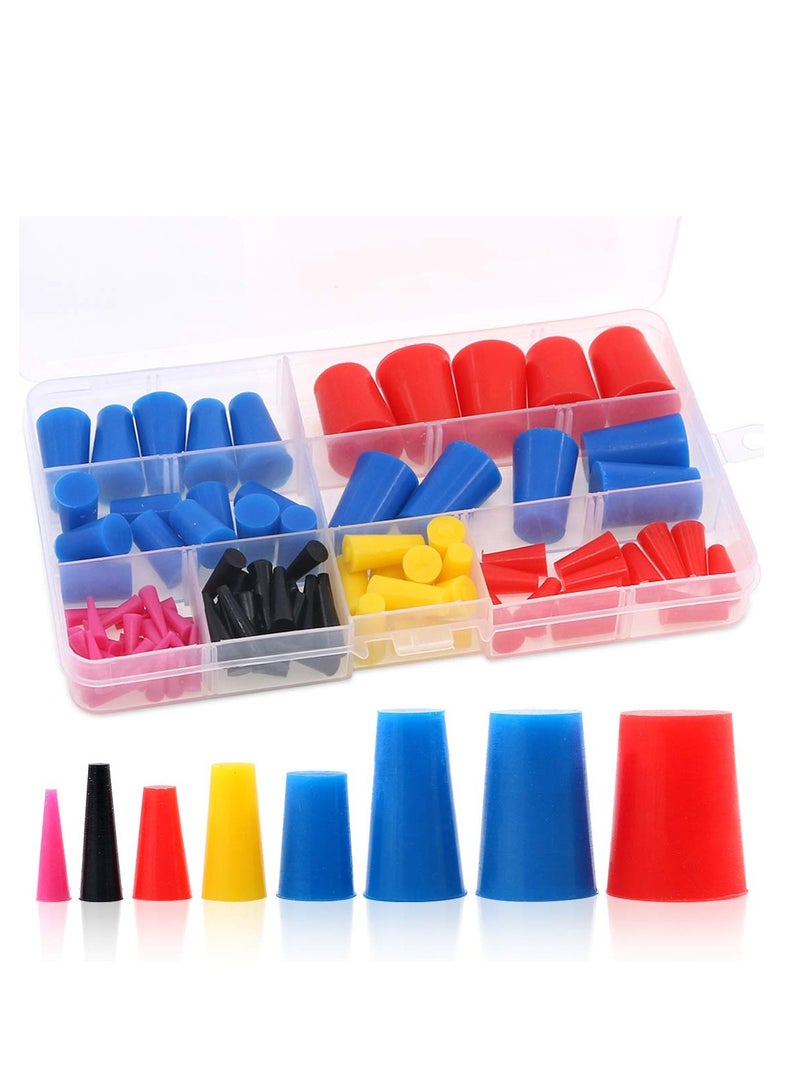 100-Piece Silicone Rubber Tapered Plug Assortment Kit - Non-Toxic, Flexible, Reusable Lab Rubber Stoppers for Masking Holes During Powder Coating. Perfect for Various Applications! - Image 1