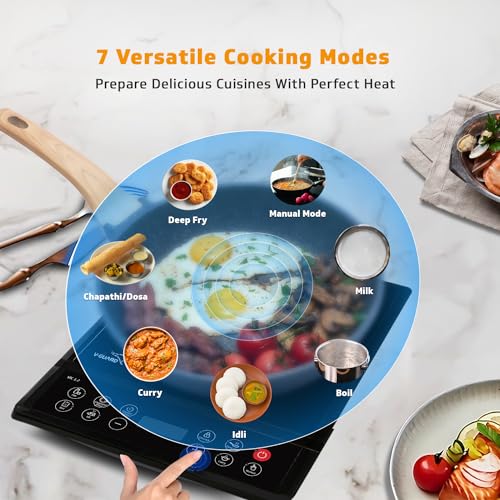 V-Guard VIC 1.2 Induction Cooktop | 1200 Watt Electric Induction Cooker With 7 Power Levels | 3 kV Surge Protection | Push Button | Auto-Cutoff | Auto Pan Detection | A-Grade Crystalline Glass - Image 4