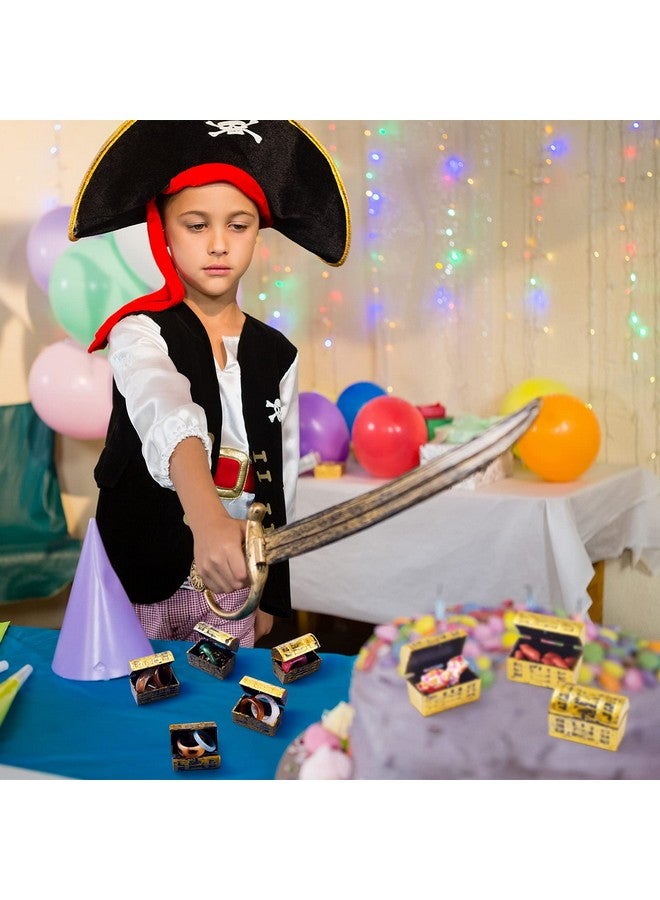 زانماي 50 قطعة صغيرة من كنز القرصان، صناديق بلاستيكية ذهبية، صندوق تخزين مجوهرات القراصنة العتيق لمجموعة لعب القراصنة، هدايا عيد الميلاد وحفلات الهالوين - Image 3