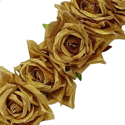 LYF5STAR Artificial Bridal Golden Rose Flower Veni Gajra Hair Juda For Women | Suitable for Traditional Indian Wedding/Marriage/Engagement - Image 3