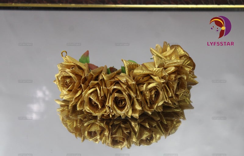 LYF5STAR Artificial Bridal Golden Rose Flower Veni Gajra Hair Juda For Women | Suitable for Traditional Indian Wedding/Marriage/Engagement - Image 2