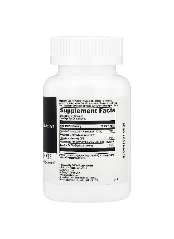 DaVinci Laboratories DaVinci Laboratories, Iron Bis-Glycinate, 60 Capsules  - Image 2