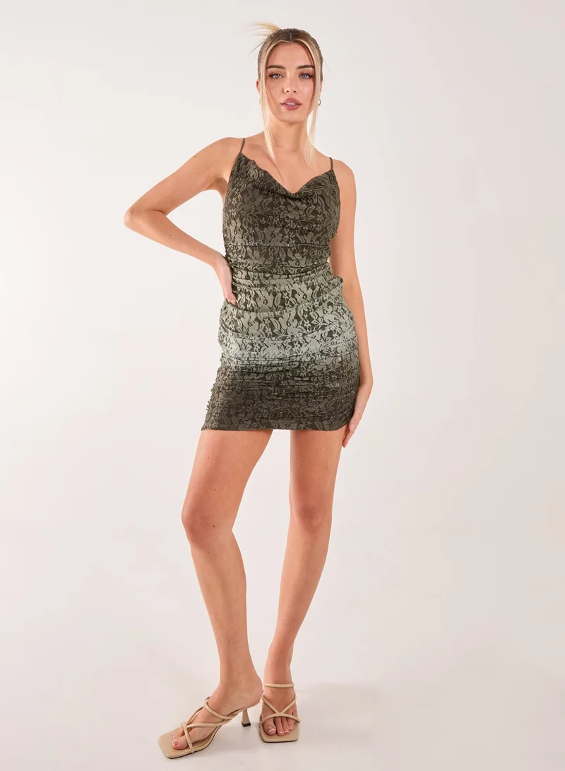 Pink Vanilla  Lace Cowl Ombre Mini Dress for Women | Best Price UAE