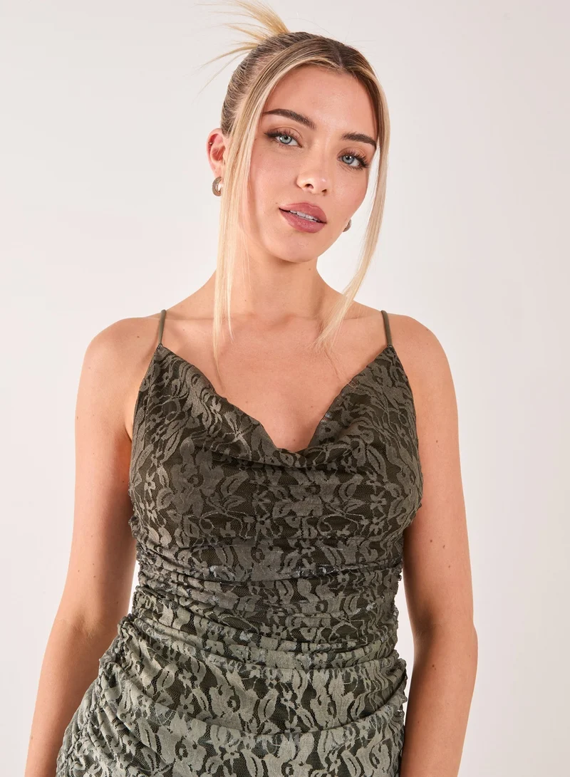 Pink Vanilla  Lace Cowl Ombre Mini Dress for Women | Best Price UAE