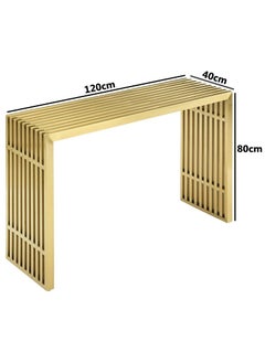 HOME TASTE TOMSUN Pre-Assembled Gold Metal Console Table - Modern Entryway, Hallway, and Sofa Table with Narrow Design for Living Room, Bedroom, or TV Stand - 120 x 40 x 80 cm  - Image 2