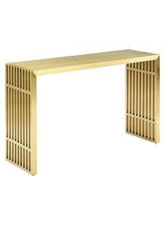HOME TASTE TOMSUN Pre-Assembled Gold Metal Console Table - Modern Entryway, Hallway, and Sofa Table with Narrow Design for Living Room, Bedroom, or TV Stand - 120 x 40 x 80 cm  - Image 5