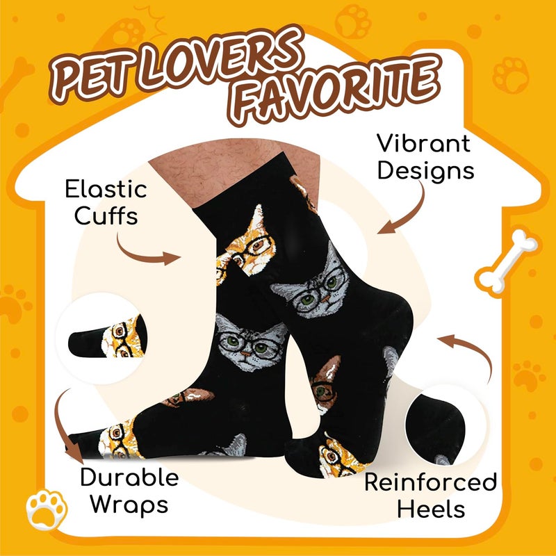 Happy Pop HAPPYPOP Funny Cat Gifts for Cat Lovers Cat Dad Gifts, Novelty Cat Socks Crazy Silly Fun Socks for Men Husband - Image 2