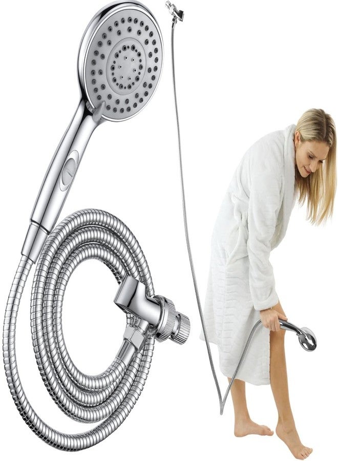 Vive Hand Held Shower Head with Long Hose - Detachable 2 in 1 Universal High Pressure Handheld Adapter - Chrome Finish with Large Waterfall Rainfall (Chrome) - Image 1