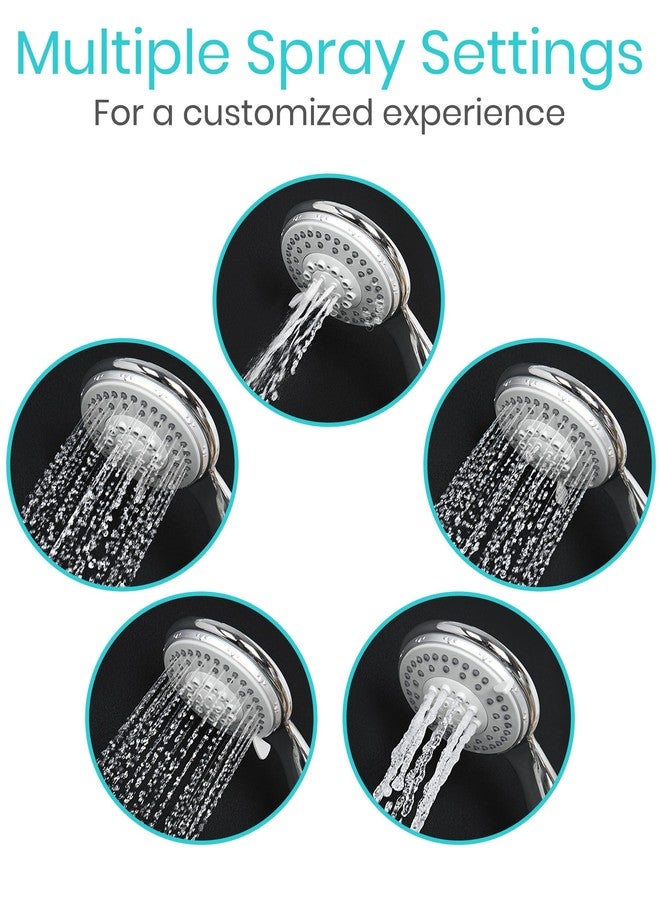 Vive Hand Held Shower Head with Long Hose - Detachable 2 in 1 Universal High Pressure Handheld Adapter - Chrome Finish with Large Waterfall Rainfall (Chrome) - Image 4