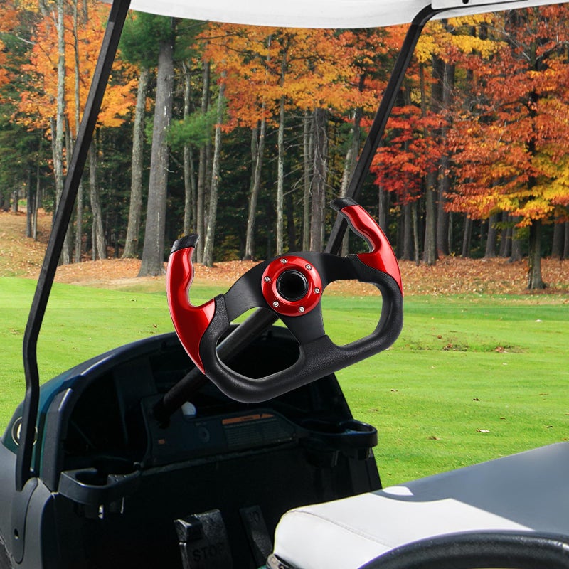 QYMOPAY Golf Cart Steering Wheel, Skid Steering Wheel, Universal Golf Cart for Club Car EZGO RXV and TXT, Yamaha, Precedent Tempo, DS - Image 3