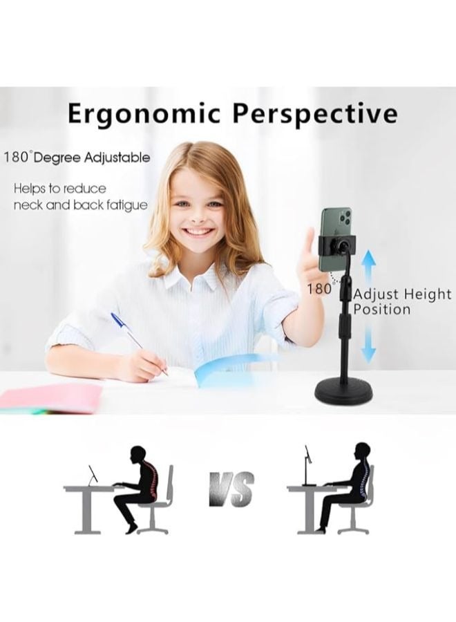 Universal Mobile Phone Holder Stand, Height Angle Adjustable Cell Phone Stand for Office, Flexible Desk iPhone Stand Compatible with All Phones - Image 3