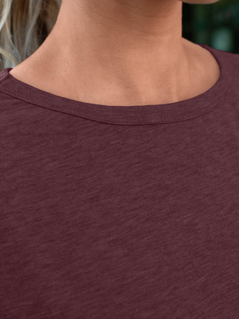 AUTOMET Women's Soft Basic Short Sleeve T-Shirt, Round Neck Tops Casual Tee for Spring Summer Resort Wear 02winered XL - Image 5