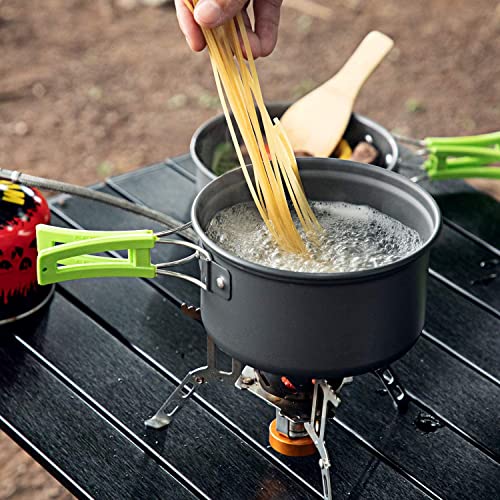 NILKANTH® Camping Cookware Outdoor Mess Kit Aluminum Lightweight Folding Camping Pot Backpacking Cooking Set Picnic Pots and Pans (Green) - Image 3