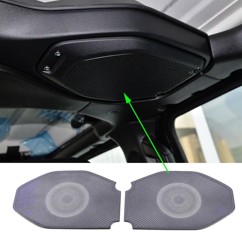 BIANRUN Car Speaker Trim Cover for Wrangler JL 2018-2023 Stainless Steel Frame Metal Mesh Grill Cover Audio Protective Accessories Black,Roof-horn-cover-2pcs - Image 2
