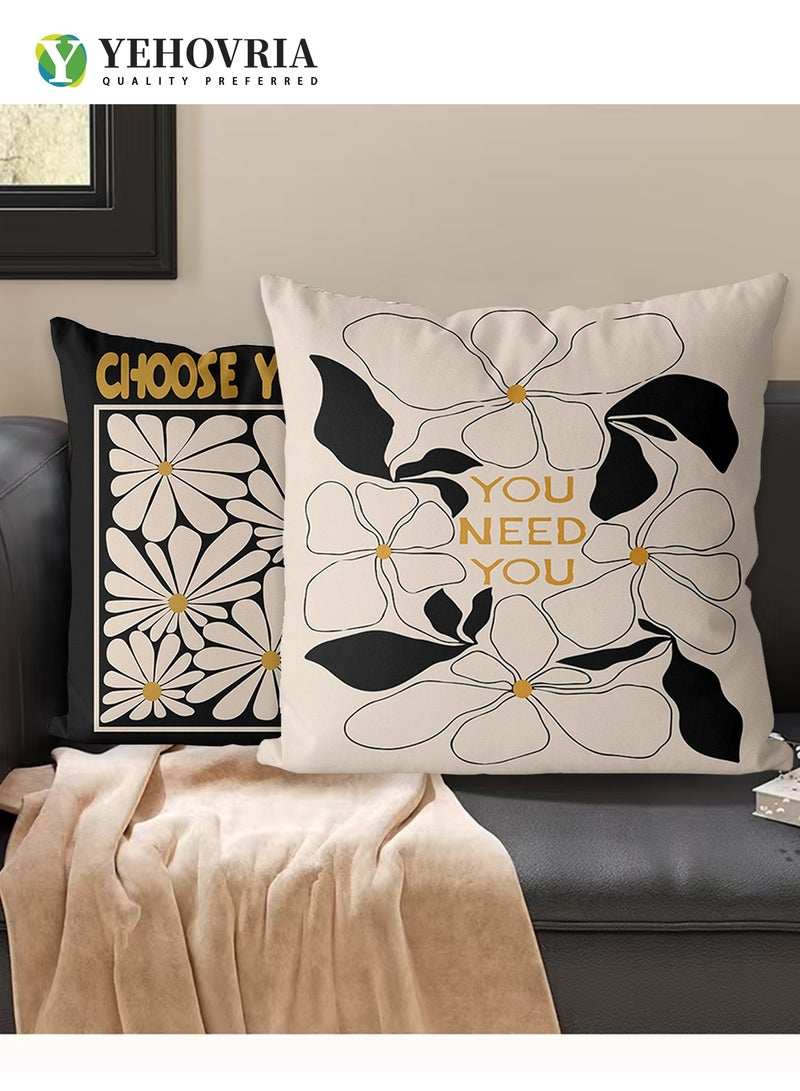 YEHOVRIA Pillow Covers Set of 4, Throw Pillow Cover, Short Plush Cushion Cover, Decorative Nature Plant Cushion Covers 45cm x 45cm,For Living Room Sofa Couch Bed Pillowcases 18x18 inches（Double sided pattern） - Image 3