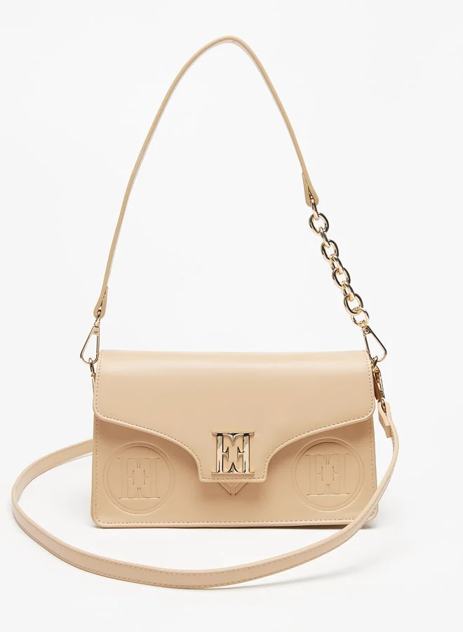 ELLE Women Monogram Embossed Shoulder Bag With Adjustable Strap