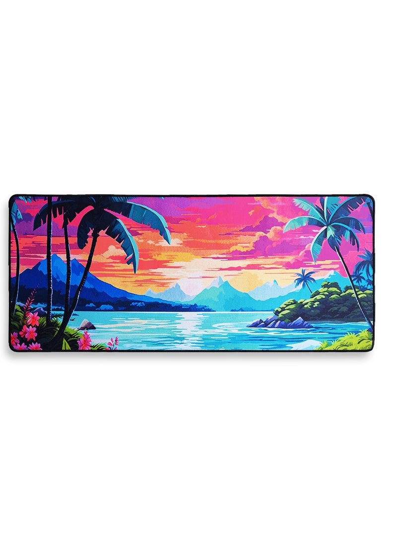 Generic - Gaming Mouse Pad, tropical island Large Extended Desk Mat, Large Desk Pad for Computer Keyboard, Mouse Pad with Stitched Edges, (70cm x 30cm x 2mm) Waterproof Desk Pad for Office and Home - Image 1