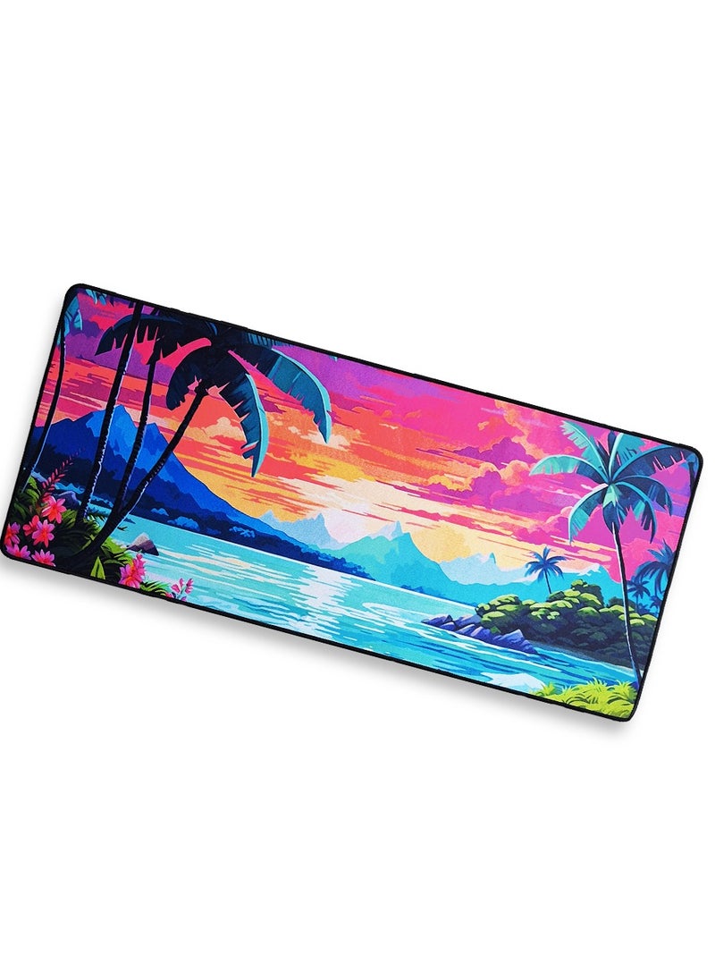Generic - Gaming Mouse Pad, tropical island Large Extended Desk Mat, Large Desk Pad for Computer Keyboard, Mouse Pad with Stitched Edges, (70cm x 30cm x 2mm) Waterproof Desk Pad for Office and Home - Image 1