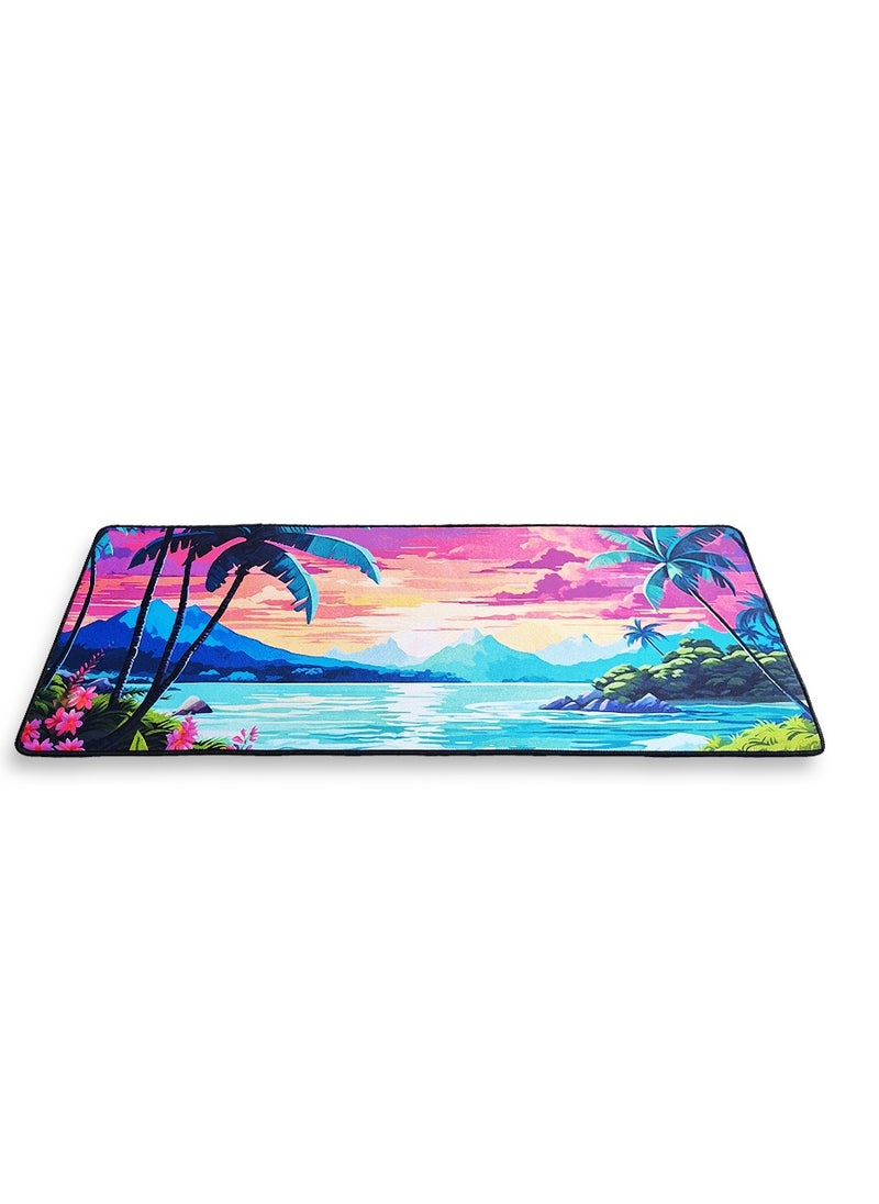Generic - Gaming Mouse Pad, tropical island Large Extended Desk Mat, Large Desk Pad for Computer Keyboard, Mouse Pad with Stitched Edges, (70cm x 30cm x 2mm) Waterproof Desk Pad for Office and Home - Image 1