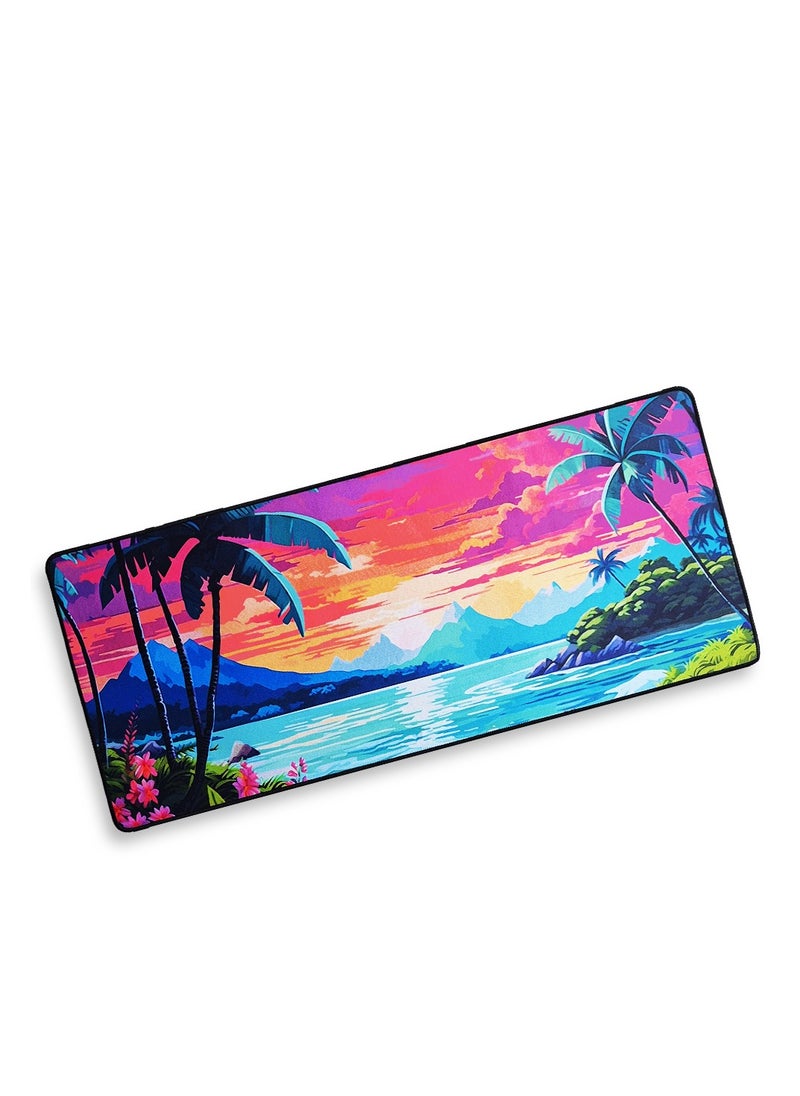 Generic - Gaming Mouse Pad, tropical island Large Extended Desk Mat, Large Desk Pad for Computer Keyboard, Mouse Pad with Stitched Edges, (70cm x 30cm x 2mm) Waterproof Desk Pad for Office and Home - Image 1