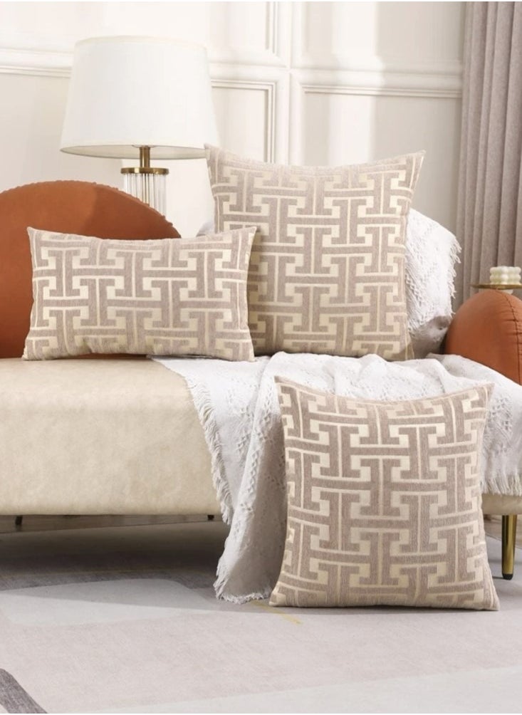 Kutis 4-Piece Home Decorative Pillow Covers Chenille Throw Pillow Cover Brown 45x45 Centimeter  - Image 2