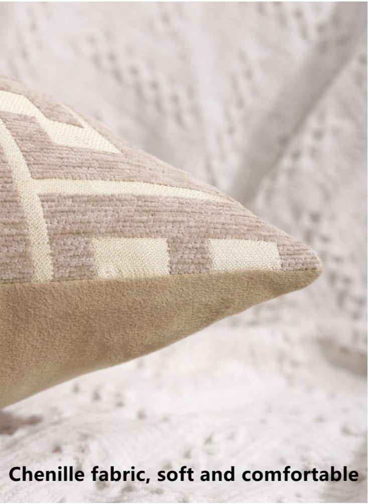 Kutis 4-Piece Home Decorative Pillow Covers Chenille Throw Pillow Cover Brown 45x45 Centimeter  - Image 4