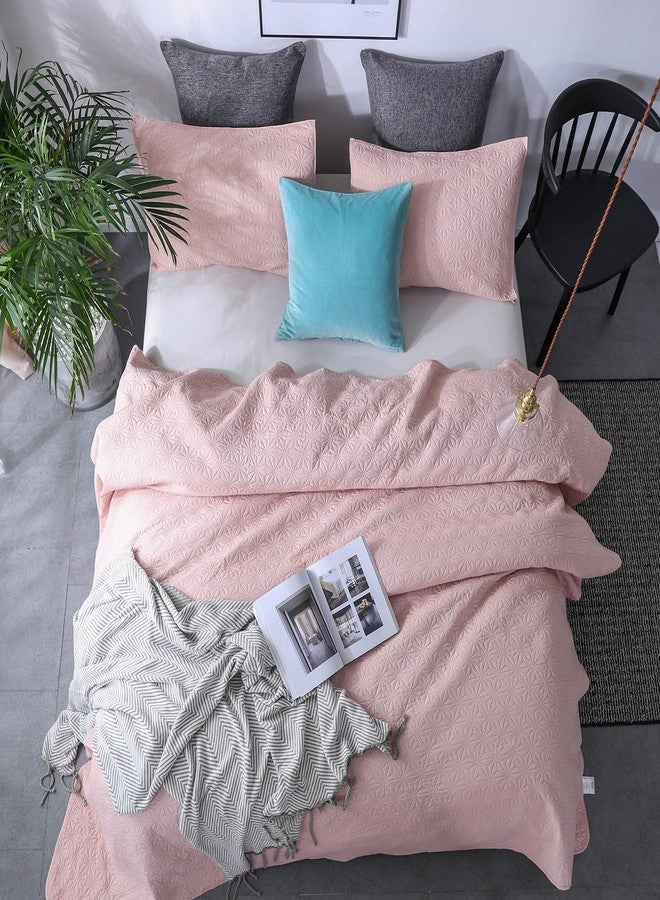 KASENTEX Quilted Coverlet Set-Pre Washed-Luxury Microfiber Soft Warm Bedding-Solid Colors Bedspread-Contemporary Design, Queen + 2 Shams, Blush Pink Star - Image 4