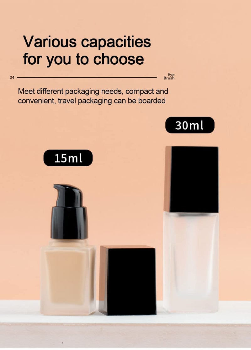 YYNGJCK 2 Pack 20ml/0.7oz Empty Frosted Glass Foundation Bottle, Travel Refillable Square Lotion Pump Bottles for Essential Oils Cream Cosmetic Foundation Emulsion - Image 3