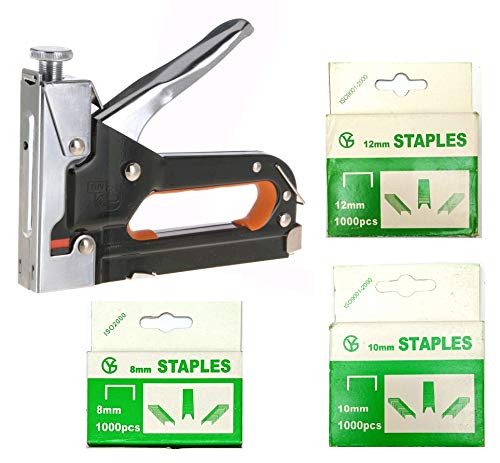 Inditrust Heavy Duty Stapler Staple Gun Nailer Tacker (Silver Stapler with 3000 pins size-8mm,10mm & 12mm) - Image 1