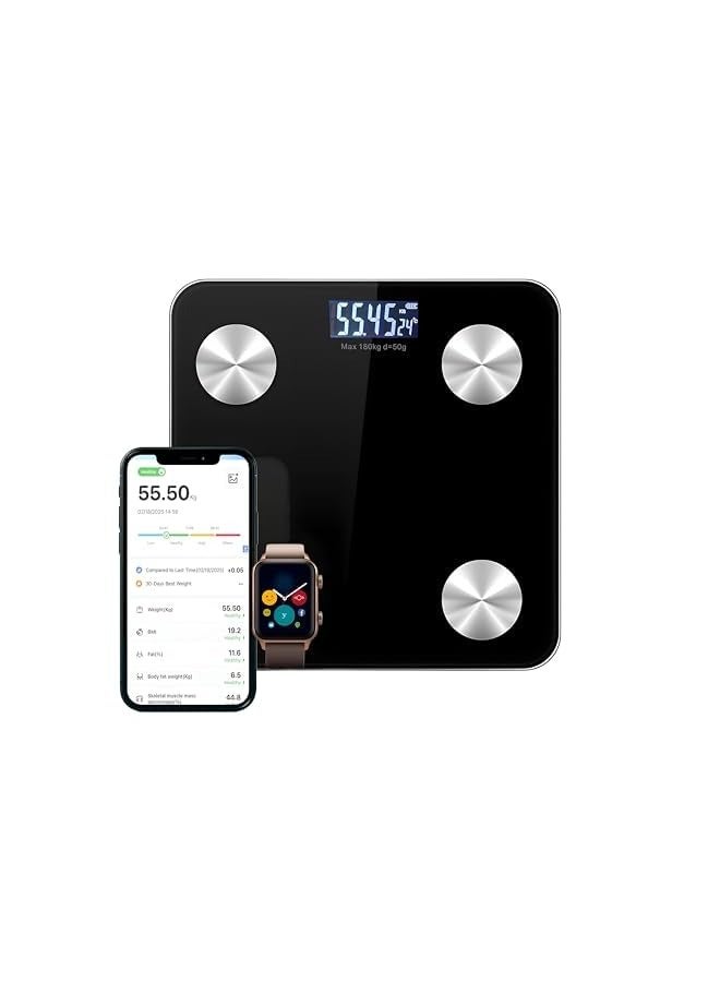 PROMASS Smart Scale For Body Weight, Digital Bathroom Weight Scale With App, 12 Measurement Weighing Scale For BMI/Weight/Fat/Muscle/Step On Technology, Max180kg. - Image 1