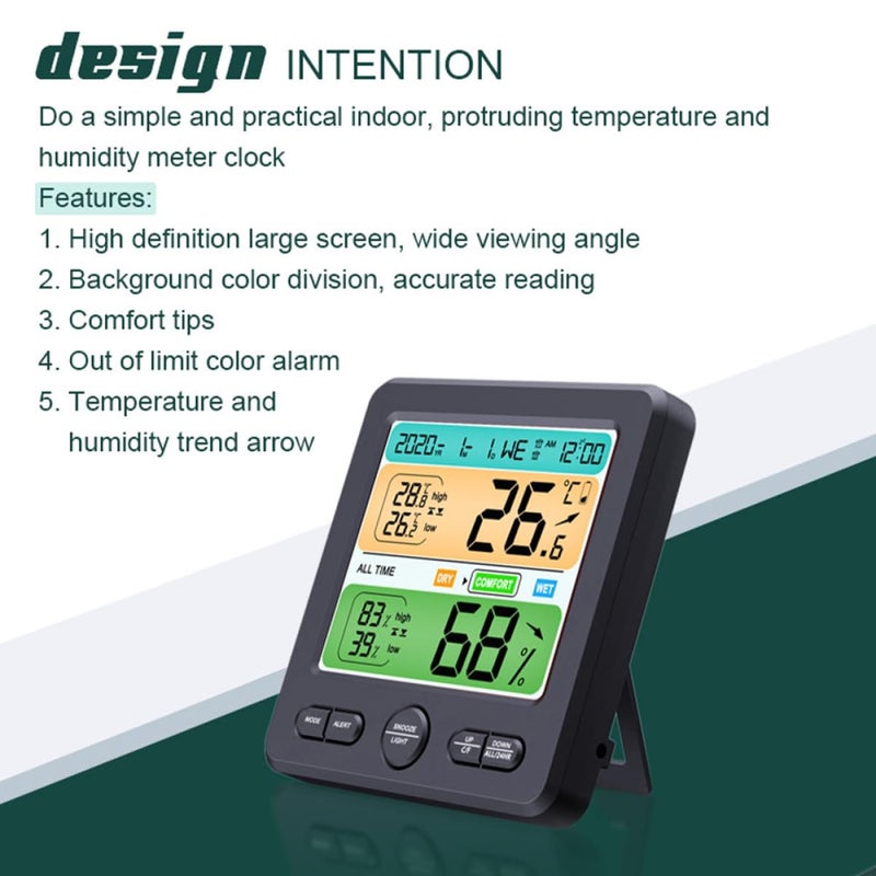 Liquid tight joint Hygrometer Temperature Sensor Digital Thermohygrometer Clock for Home Use Globally popular elegant design Assorted trendy color picks Multiple sizes KSA market popular practical build Global sizing options Full land route delivery Multi-market varied design options Multi-hub shipment dispatch Multi-purpose Single & bulk use compatible Freeze crack proof Narrow & wide space compatible All-scene tailored quality All season compatible build Land transit & shipment compatible Condition adaptive build Hanging space save Periodic stock arrangement Wide range compatible material Detachable clean Fixed & portable compatible Market demand focused build Salt mist resistant Transit damage minimized design - Image 3
