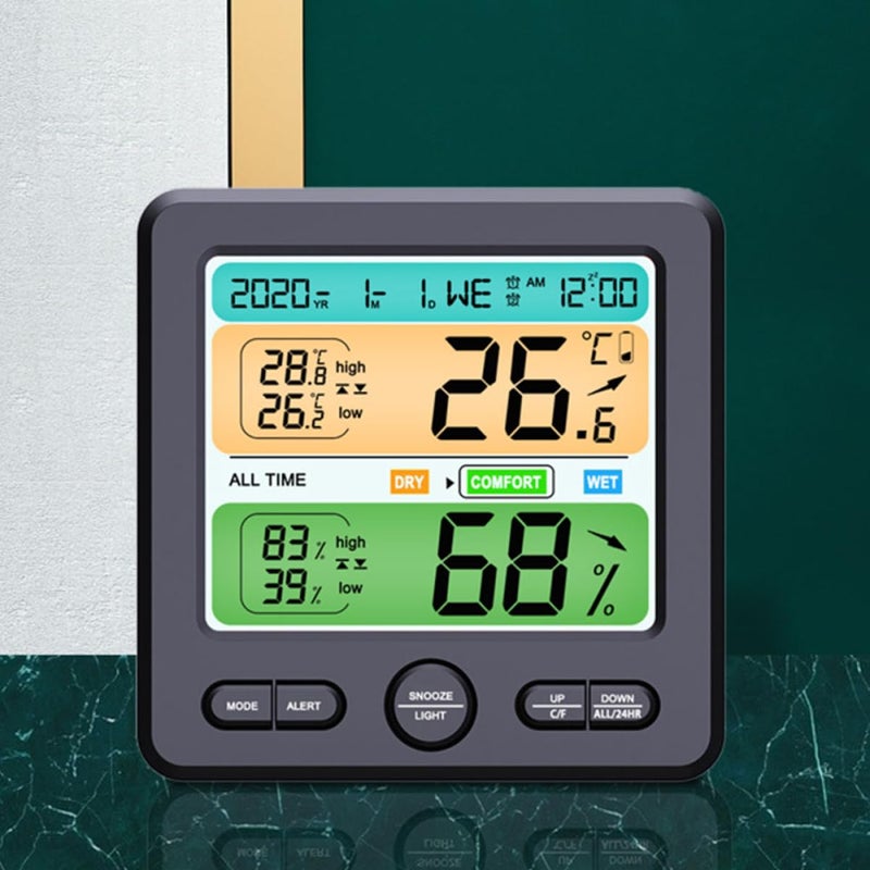 Liquid tight joint Hygrometer Temperature Sensor Digital Thermohygrometer Clock for Home Use Globally popular elegant design Assorted trendy color picks Multiple sizes KSA market popular practical build Global sizing options Full land route delivery Multi-market varied design options Multi-hub shipment dispatch Multi-purpose Single & bulk use compatible Freeze crack proof Narrow & wide space compatible All-scene tailored quality All season compatible build Land transit & shipment compatible Condition adaptive build Hanging space save Periodic stock arrangement Wide range compatible material Detachable clean Fixed & portable compatible Market demand focused build Salt mist resistant Transit damage minimized design - Image 4