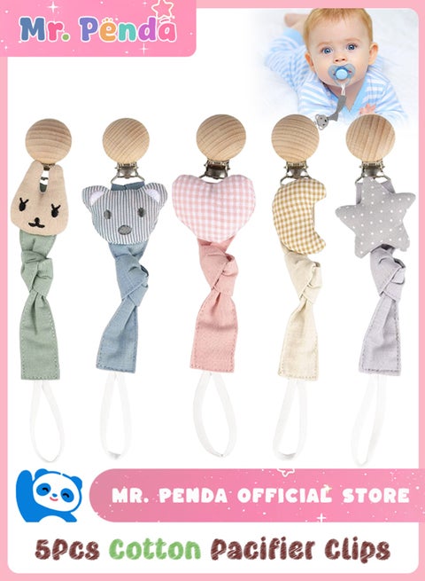 5 Pack Pacifier Clip Baby, Teething Relief Teether Toy, Soothie Pacifier Holder Chewbeads Infant Toddler Shower Gift Set Baby Boys Girls