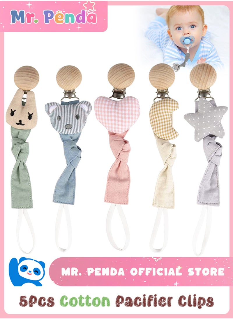 Mr. Penda 5 Pack Pacifier Clip Baby, Teething Relief Teether Toy, Soothie Pacifier Holder Chewbeads Infant Toddler Shower Gift Set Baby Boys Girls  - Image 1