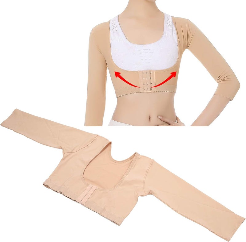 cheekyglo Women Upper Arm Shaper, Post Surgical Compression Sleeves Humpback Slimmer Tops Posture Corrector Lift Breasts Vest Shapewear Body Shaper for Women (L) - Image 3