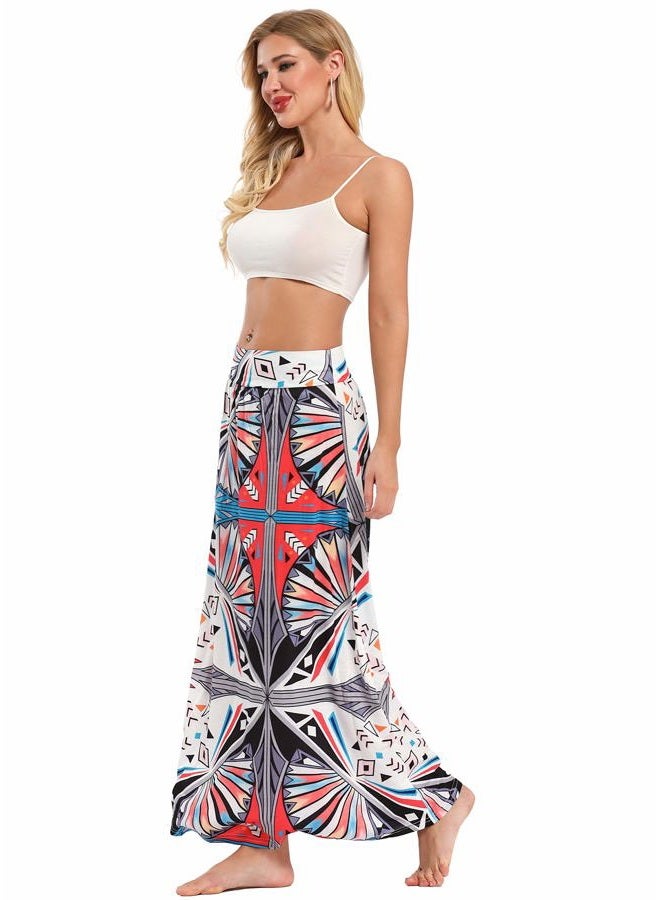 Yinggeli Women's Bohemian Print Long Maxi Skirt, A-flower, S - Image 4