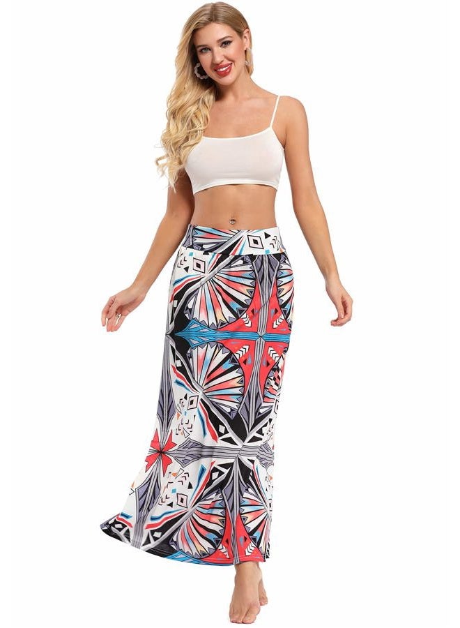 Yinggeli Women's Bohemian Print Long Maxi Skirt, A-flower, S - Image 3