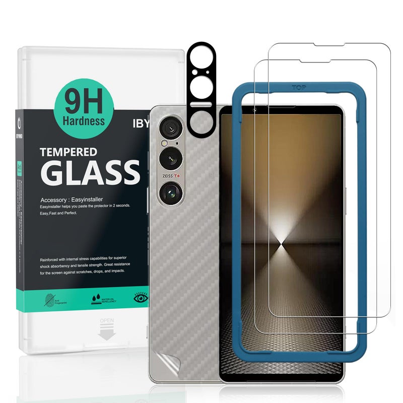 Ibywind 2 Pack Screen Protector For Sony Xperia 1 VI 5G 659H Hardness Tempered GlassWith 1Pc Camera Lens Protector1Pc Back Carbon Fiber Film - Image 2