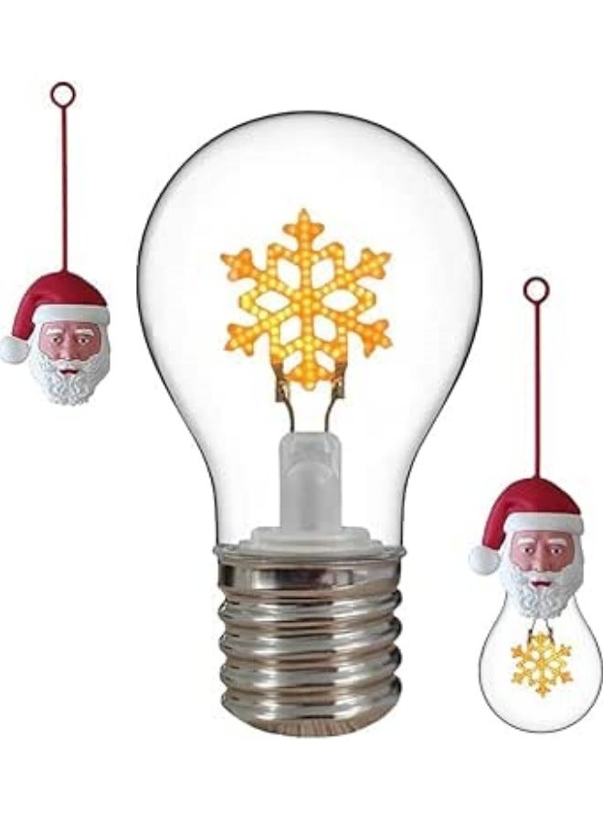 CCOVERY Potable Battery Powered Rechargeable Cordless LED Snowflake-Shaped Vintage Light Bulb Dimmable 1W with Removable Silicone Santa Claus - Image 1